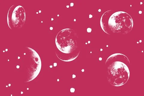 Seamless pattern with the image of the moon on a pink ground Foto stock