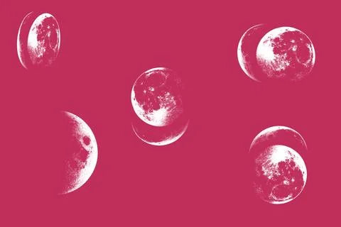 Seamless pattern with the image of the moon on a pink ground Foto stock