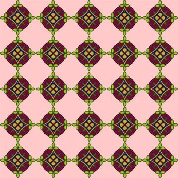 Seamless pattern with the image of a mosaic ornament on a pink background Stock Illustration