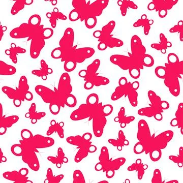 Seamless pattern with the image of pink butterflies. Stock Illustration