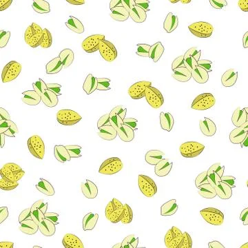 Seamless pattern with the image of pistachios Stock Illustration