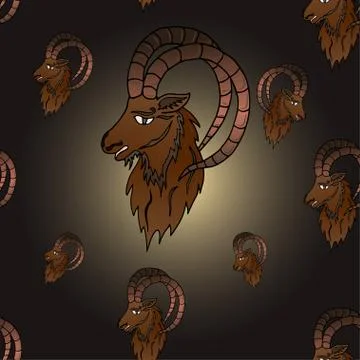 Seamless pattern with the image of the Siberian capricorn Stock Illustration