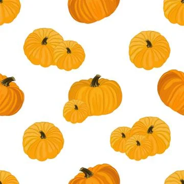 Seamless pattern with the image of yellow pumpkins Stock Illustration