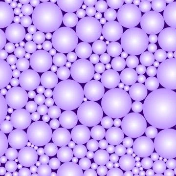 Seamless pattern. Imitation of violet pearls. Black volume sphere, balls, bub Stock Illustration