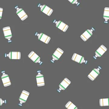 Seamless pattern immunization vaccine vial cartoon vector Stock Illustration