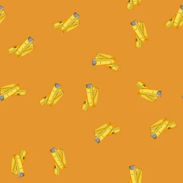 Seamless pattern inch yellow measuring tape cartoon vector Stock Illustration