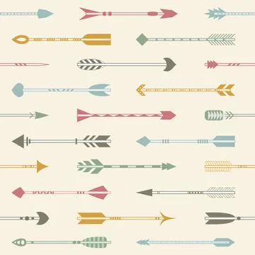 Seamless pattern with Indian arrows in various colors Illustrazione stock