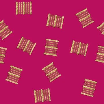 Seamless pattern Indian churi bracelet featuring pink threads and golden bead Stock Illustration