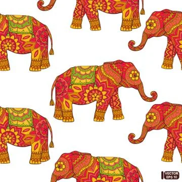 Seamless pattern with Indian elephant Stockillustratie