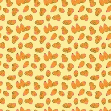 Seamless pattern with Indian fig fruit on yellow background. Stock Illustration