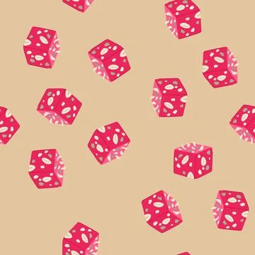 Seamless pattern indian milk sweet barfi with nuts and seeds Stock Illustration
