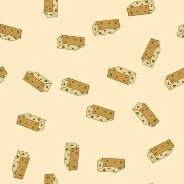 Seamless pattern Indian milk sweet barfi with pistachio nuts Stock Illustration