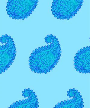 Seamless pattern with Indian ornament. Turkish cucumber. Stock Illustration