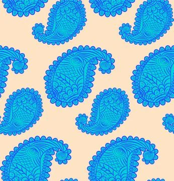 Seamless pattern with Indian ornament. Turkish cucumber. 스톡 일러스트