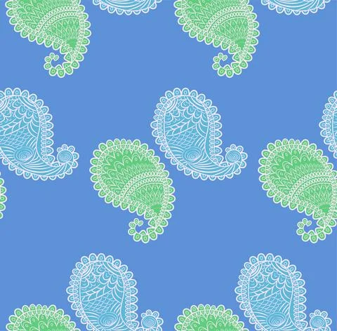 Seamless pattern with Indian ornament. Turkish cucumber. Illustrazione stock