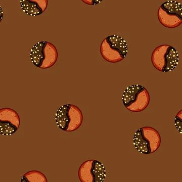 Seamless pattern Indian sweet dessert with chocolate coating and sprinkles Stock Illustration