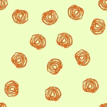 Seamless pattern indian sweet jalebi dessert on white 스톡 일러스트