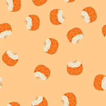 Seamless pattern indian sweet ladoo with cashew nut Stock Illustration