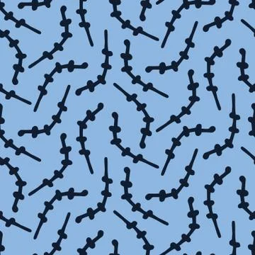 Seamless pattern indigo blue. Hand drawn abstract organic twig leaf shape Illustrazione stock