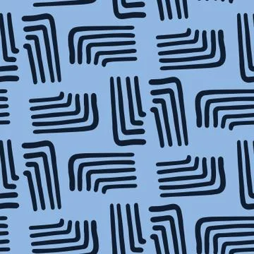 Seamless pattern indigo blue. Hand drawn broken abstract angle shapes background Stock Illustration