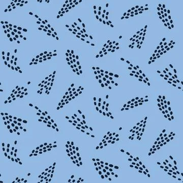 Seamless pattern indigo blue. Hand drawn abstract organic seed pod shape Stock Illustration