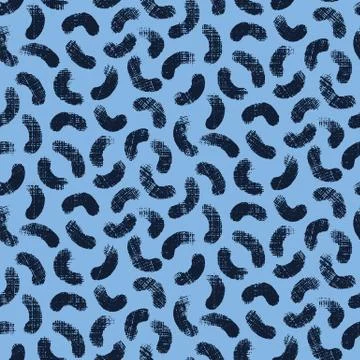 Seamless pattern indigo blue. Hand drawn broken comma spot shape background Illustrazione stock