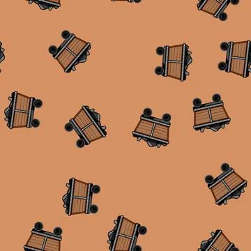 Seamless pattern industry coal wagon cartoon vector Stock Illustration