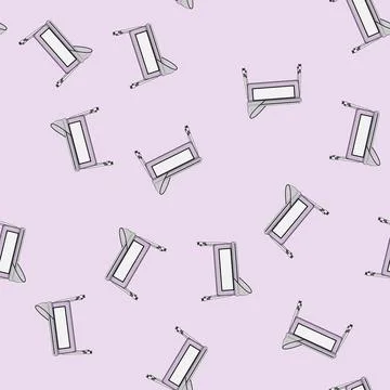 Seamless pattern Infant bassinet cot featuring a contemporary design with whe Stock Illustration