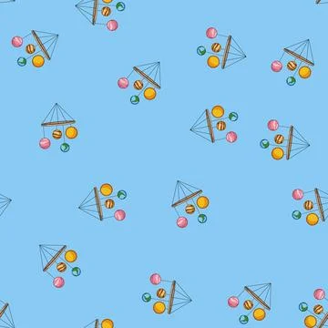 Seamless pattern infant crib mobile cartoon vector Stock Illustration