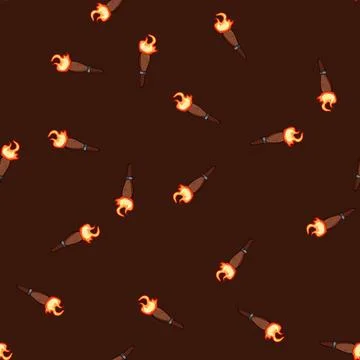 Seamless pattern inferno torch fire cartoon vector Stock Illustration