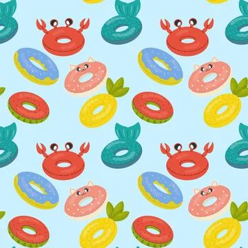 Seamless pattern, inflatable children's swim lap, wrapping paper, fabric Stock Illustration
