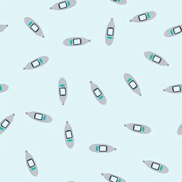 Seamless pattern infrared thermometer baby cartoon vector 스톡 일러스트
