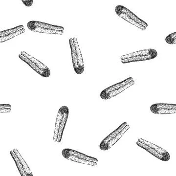 Seamless pattern ingredient cinnamon sketch hand drawn Stock Illustration