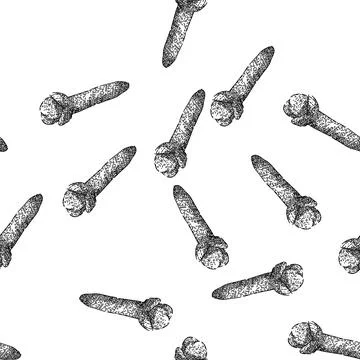 Seamless pattern ingredient clove spice sketch hand drawn Stock Illustration