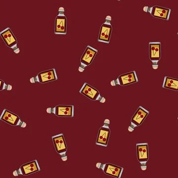 Seamless pattern ingredient vinegar bottle cartoon vector Illustrazione stock