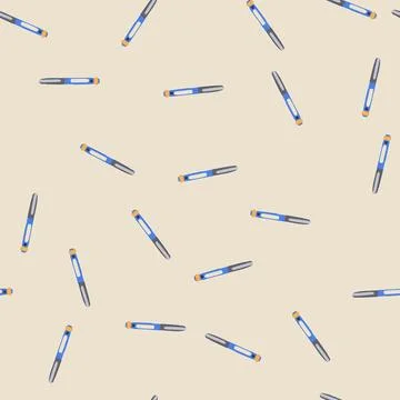Seamless pattern injection insulin pen cartoon vector Stock Illustration