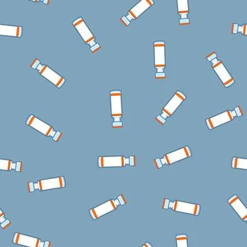 Seamless pattern injection vaccine vial cartoon vector Stock Illustration