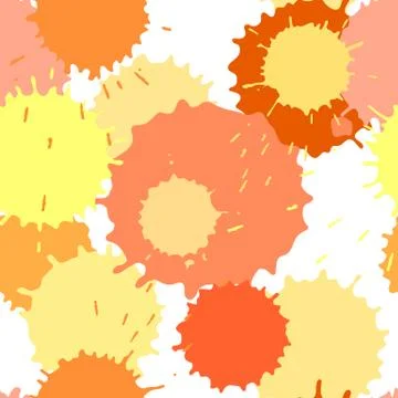 Seamless pattern with ink and paint spots, vector splattered background, yellow Stock Illustration
