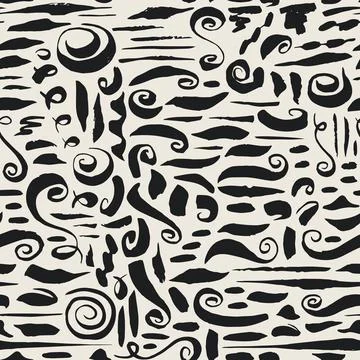 Seamless pattern with ink brush strokes Stock Illustration