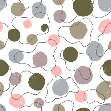 Seamless pattern ink circles shapes. hand painted brush strokes. Modern Bac.. Stock Illustration