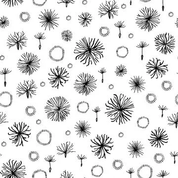 Seamless pattern with ink drawn fuzz elements. Illustrazione stock