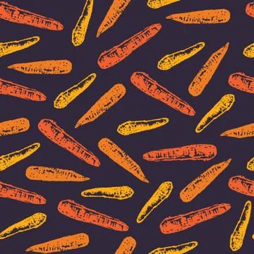 Seamless pattern with ink hand drawn carrots Stock Illustration