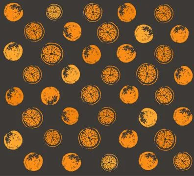 Seamless pattern with ink hand drawn oranges Stock Illustration
