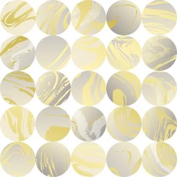 Seamless pattern, ink marbling in circle shape, luxury golden theme Illustrazione stock