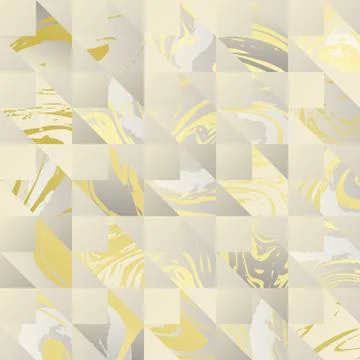 Seamless pattern, ink marbling in square shape, luxury golden theme Illustrazione stock