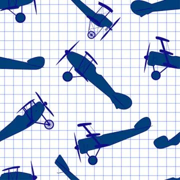 Seamless pattern from ink retro of planes Stock Illustration
