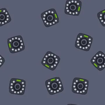 Seamless pattern innovation facial recognition lock cartoon vector Illustrazione stock