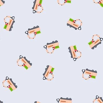 Seamless pattern innovation mini robot sorting trash cartoon vector Stock Illustration