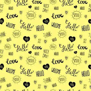 Seamless pattern of inscriptions Illustrazione stock