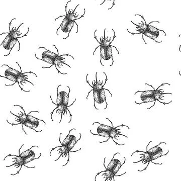 Seamless pattern insect beetle sketch hand drawn Stock-Illustration